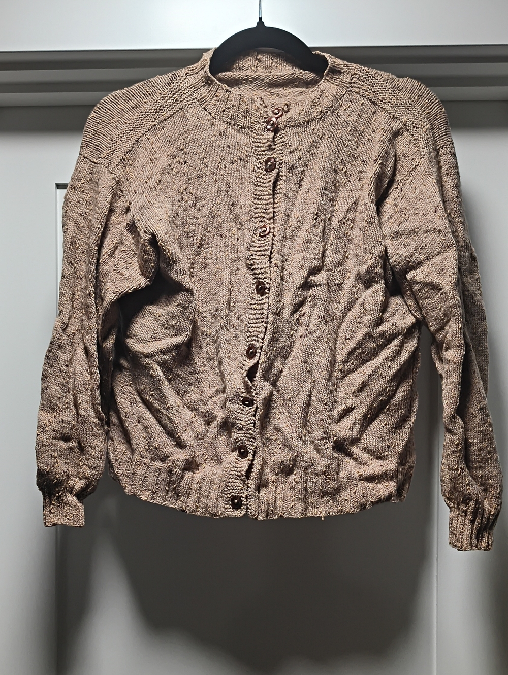 Women's Button-Front Crewneck Cardigan - Taupe